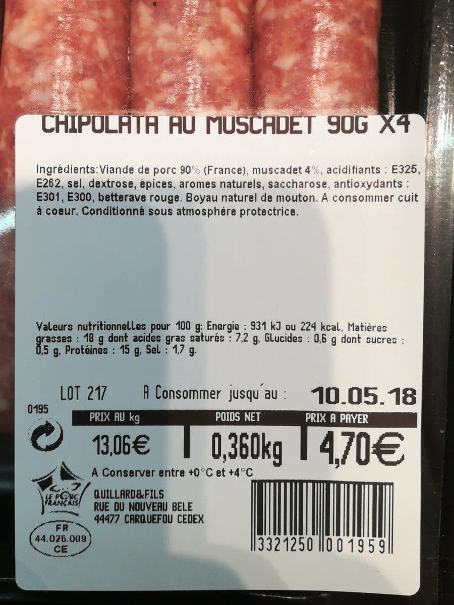 Open Food Facts Chipolata au muscadet packshot