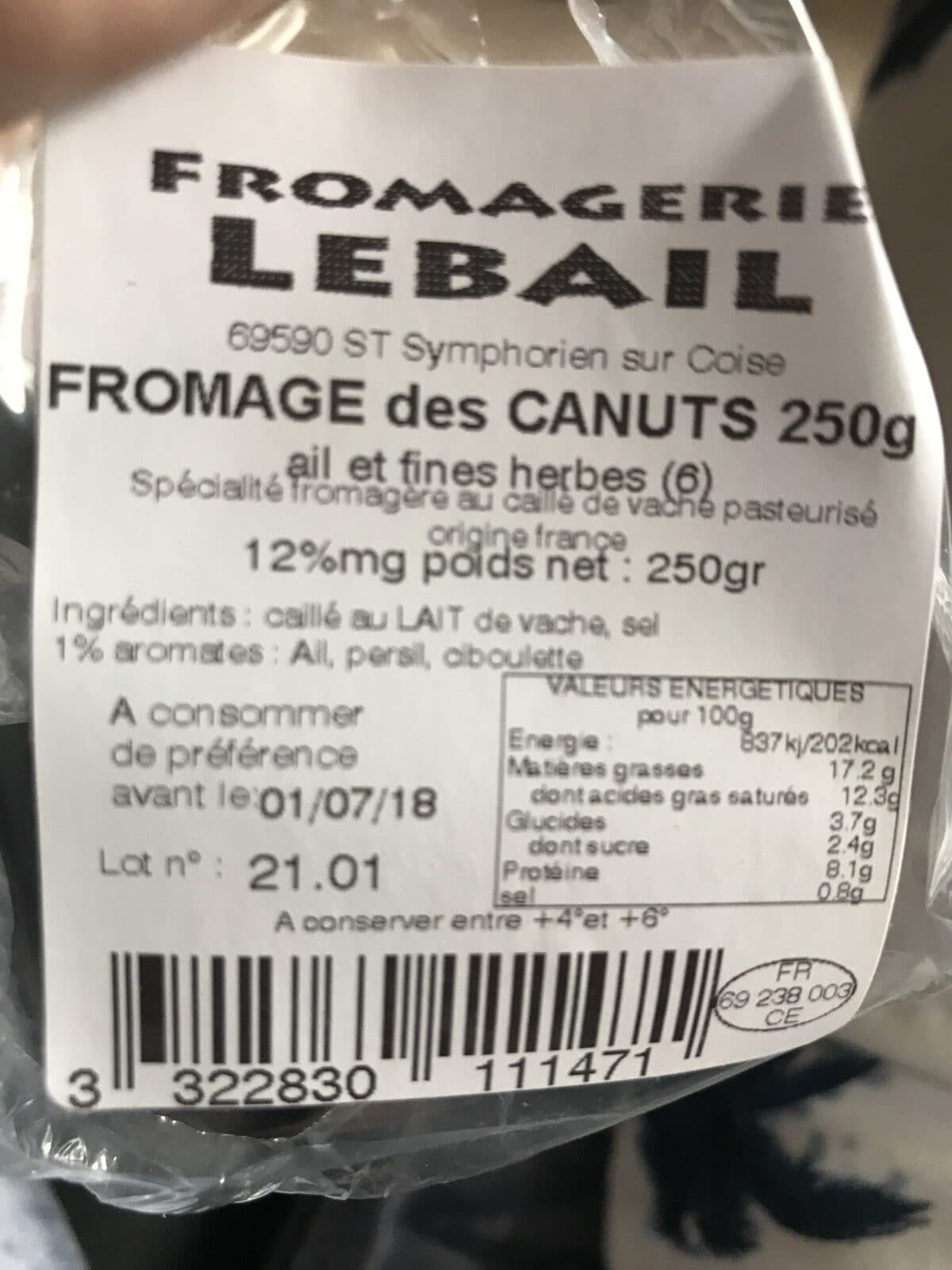 Open Food Facts Fromage de canut 250g packshot