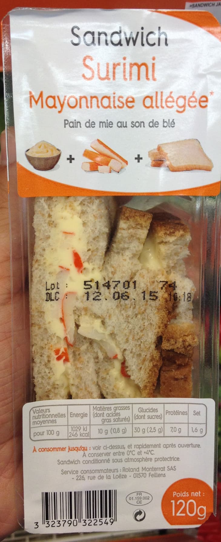 Roland Monterrat Sandwich Surimi Mayonnaise allégée packshot