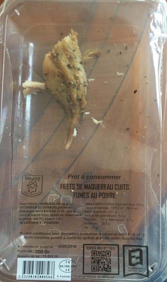 Open Food Facts Filets de maquereau cuits fumés au poivre packshot