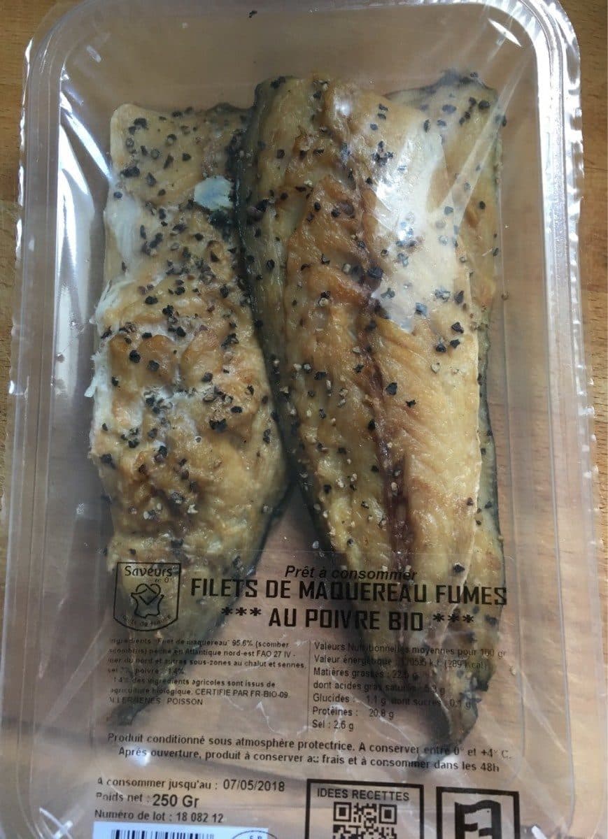 Sans marque Filets de maquereau fumés au poivre bio packshot
