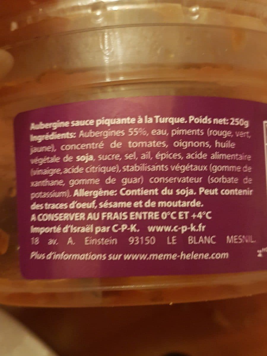 Meme helene Aubergine sauce Piquante à la Turque packshot