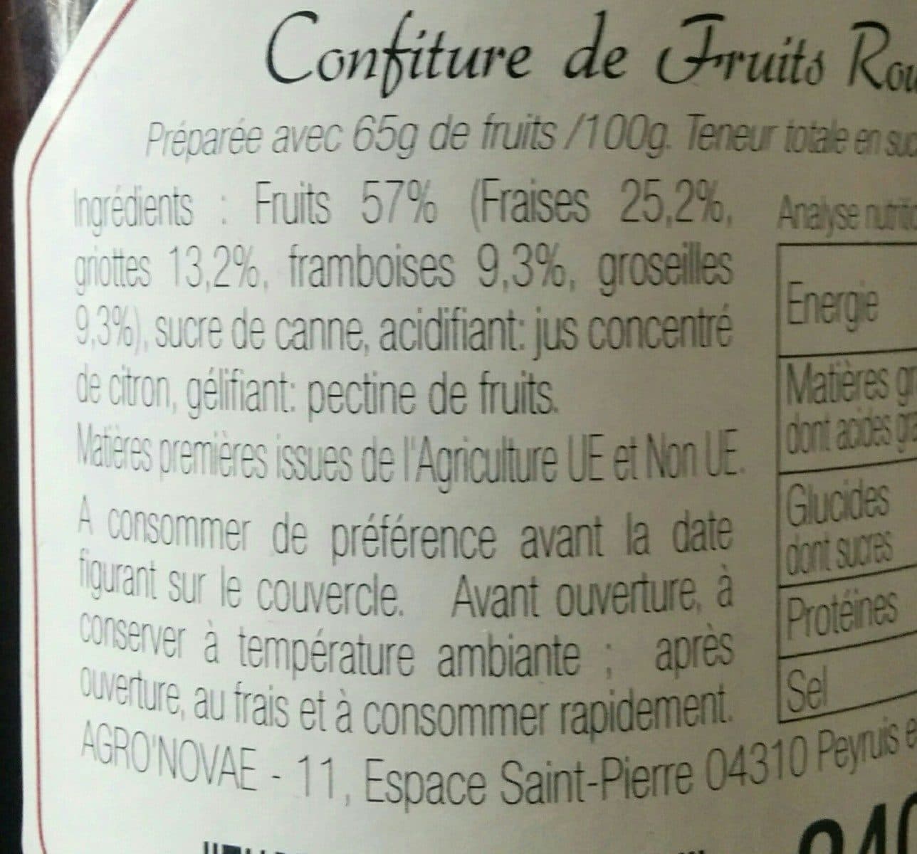 Les Confituriers de Haute-Provence Confiture 4 fruits rouges packshot