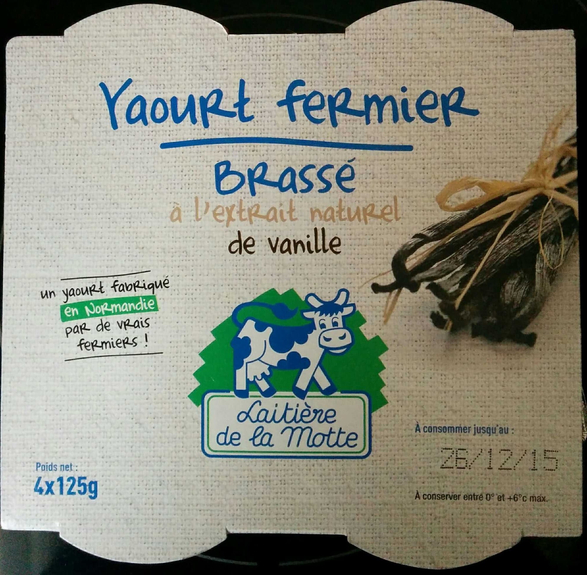 Laitière de la Motte Yaourt fermier brassé à l'extrait naturel de vanille packshot