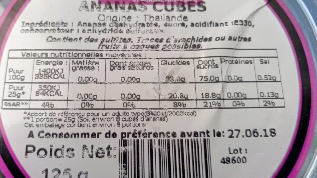 Open Food Facts Ananas Cube packshot