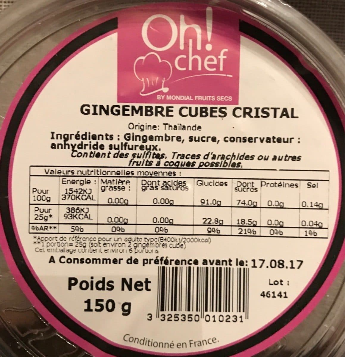 Oh! Chef de Mondial Fruits Secs Gingembre cubes cristal packshot