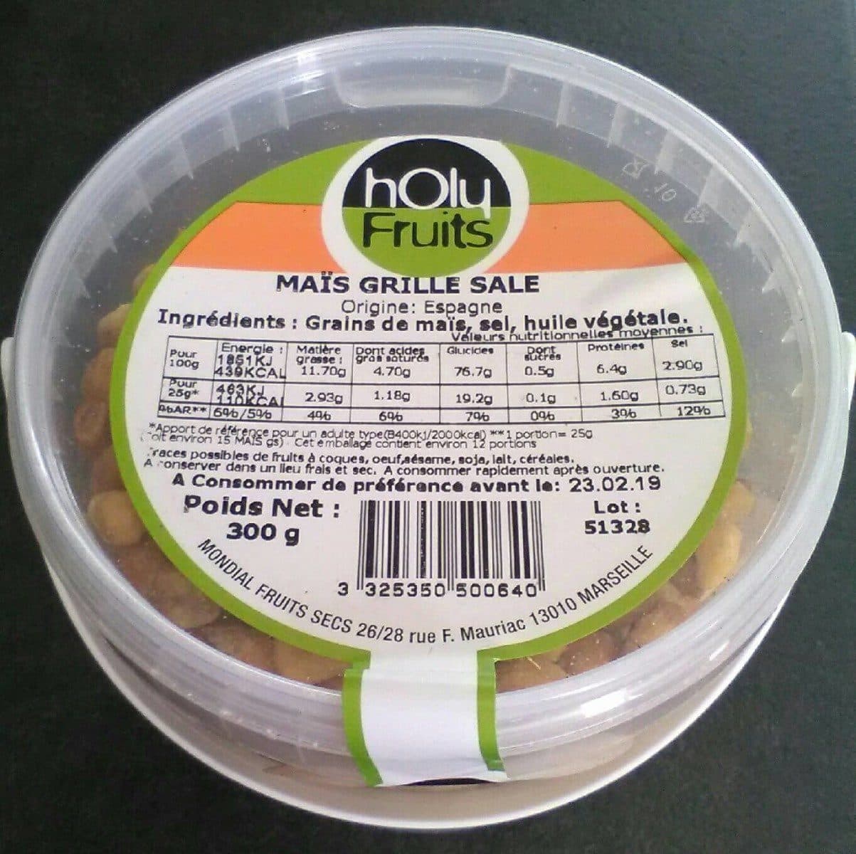Open Food Facts Maïs grillé salé packshot