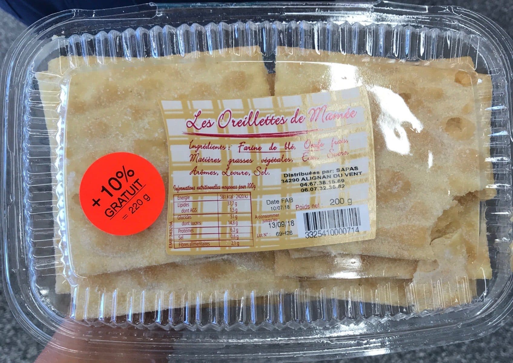 Open Food Facts Les Oreillettes de Mamée packshot