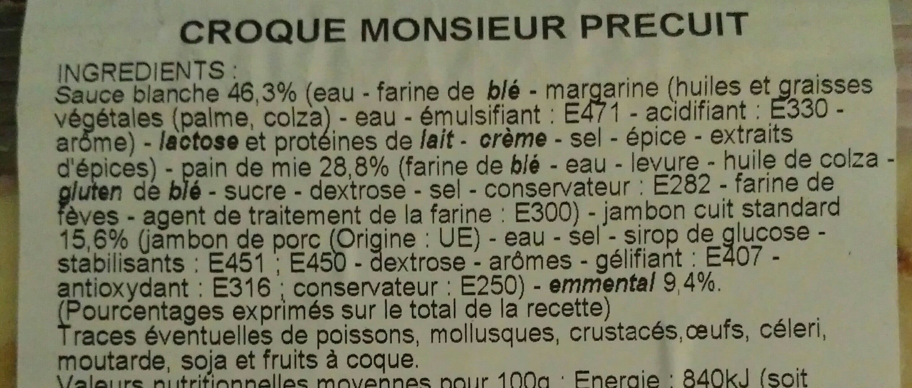 Valentin Traiteur Croque Monsieur précuit packshot