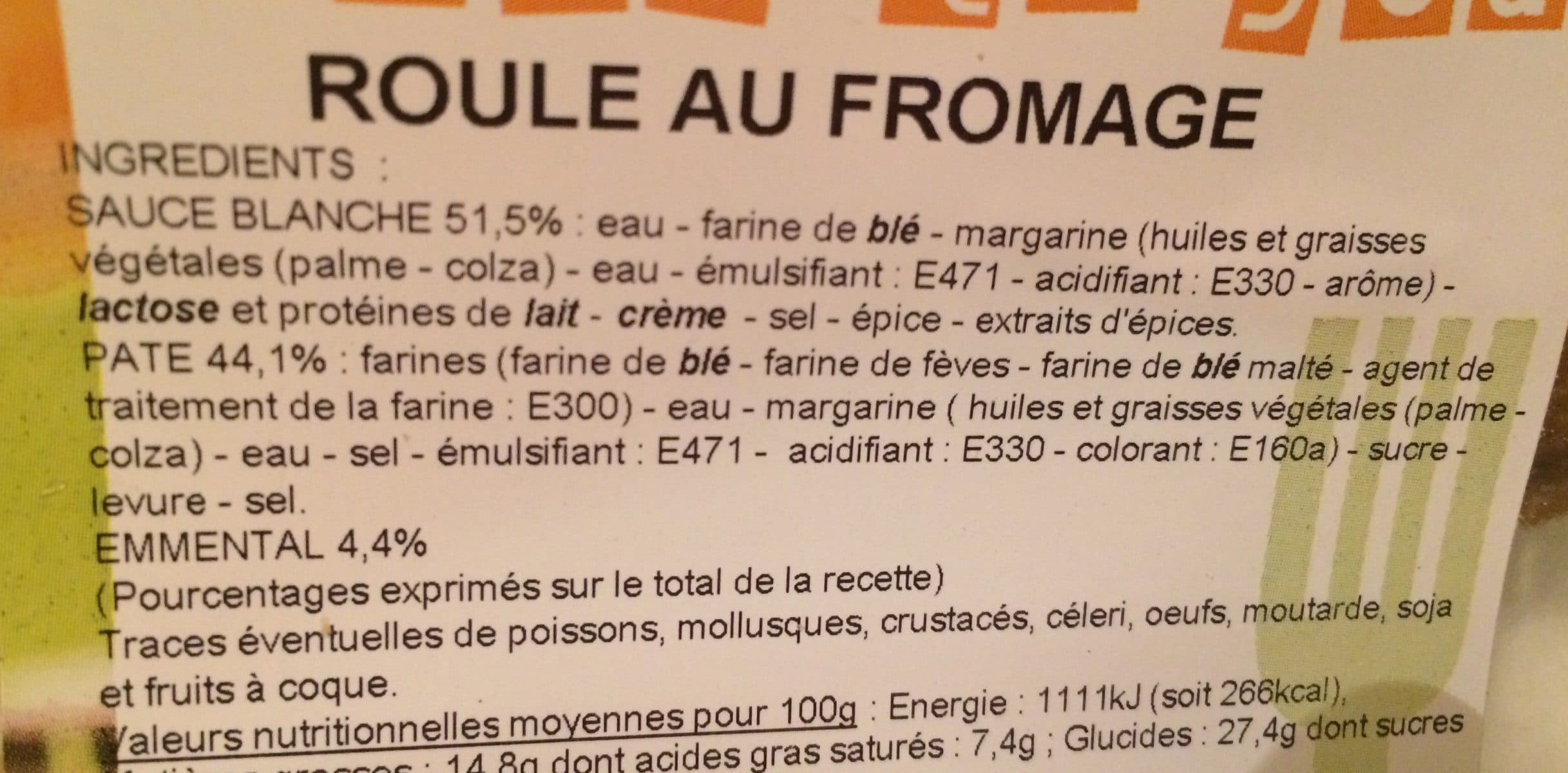 Open Food Facts Roulés au Fromage packshot