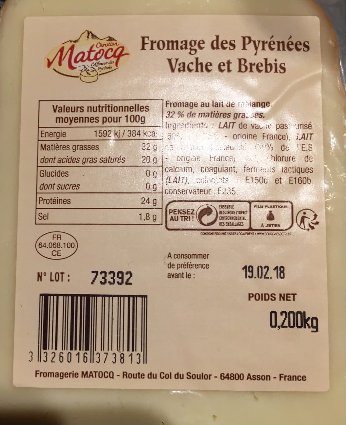 Matocq Fromage des pyrenees packshot