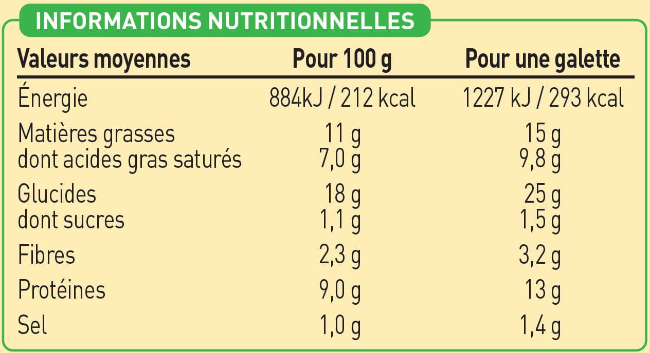 La Crêpière 2 Galettes de Blé Noir Jambon Supérieur et Emmental biologiques packshot