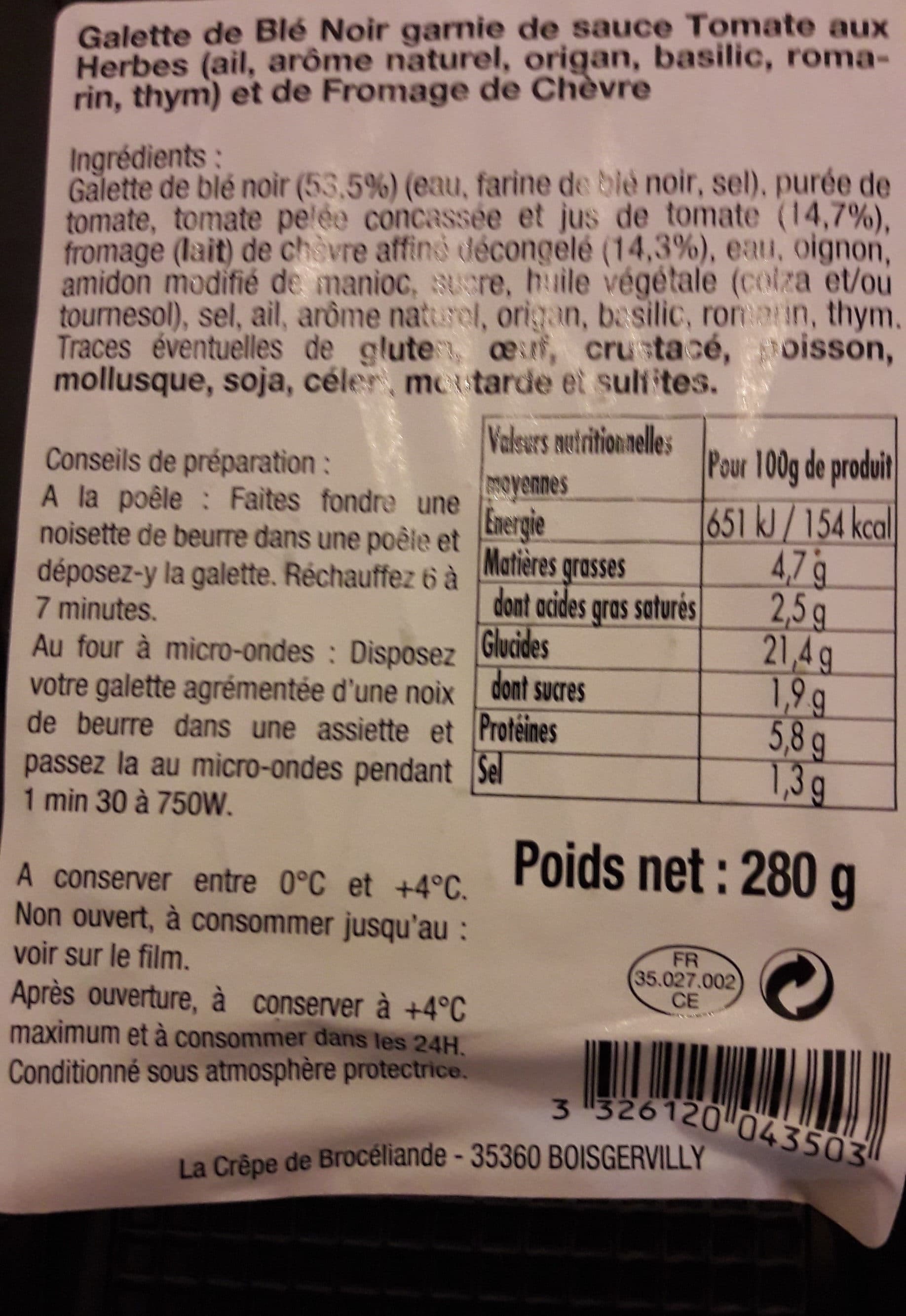 La Crêpe de Brocéliande 2 galettes chèvre packshot