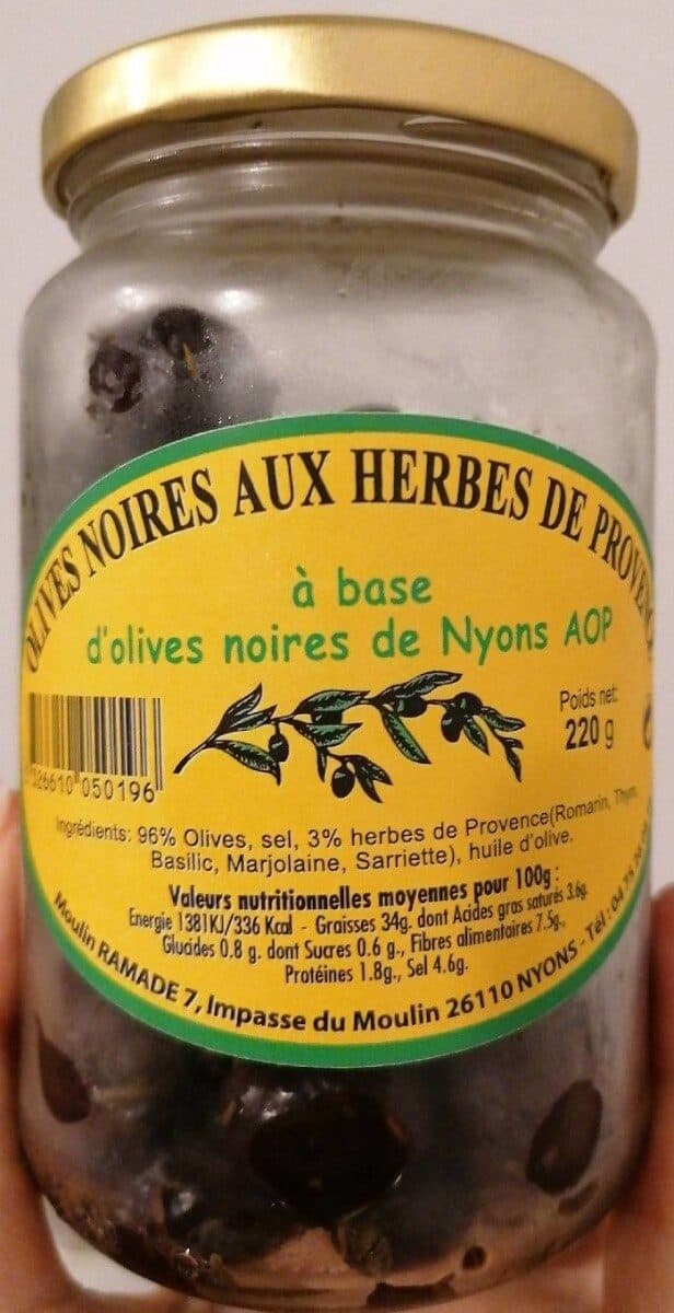 Open Food Facts Olives noires aux herbes de Provence packshot