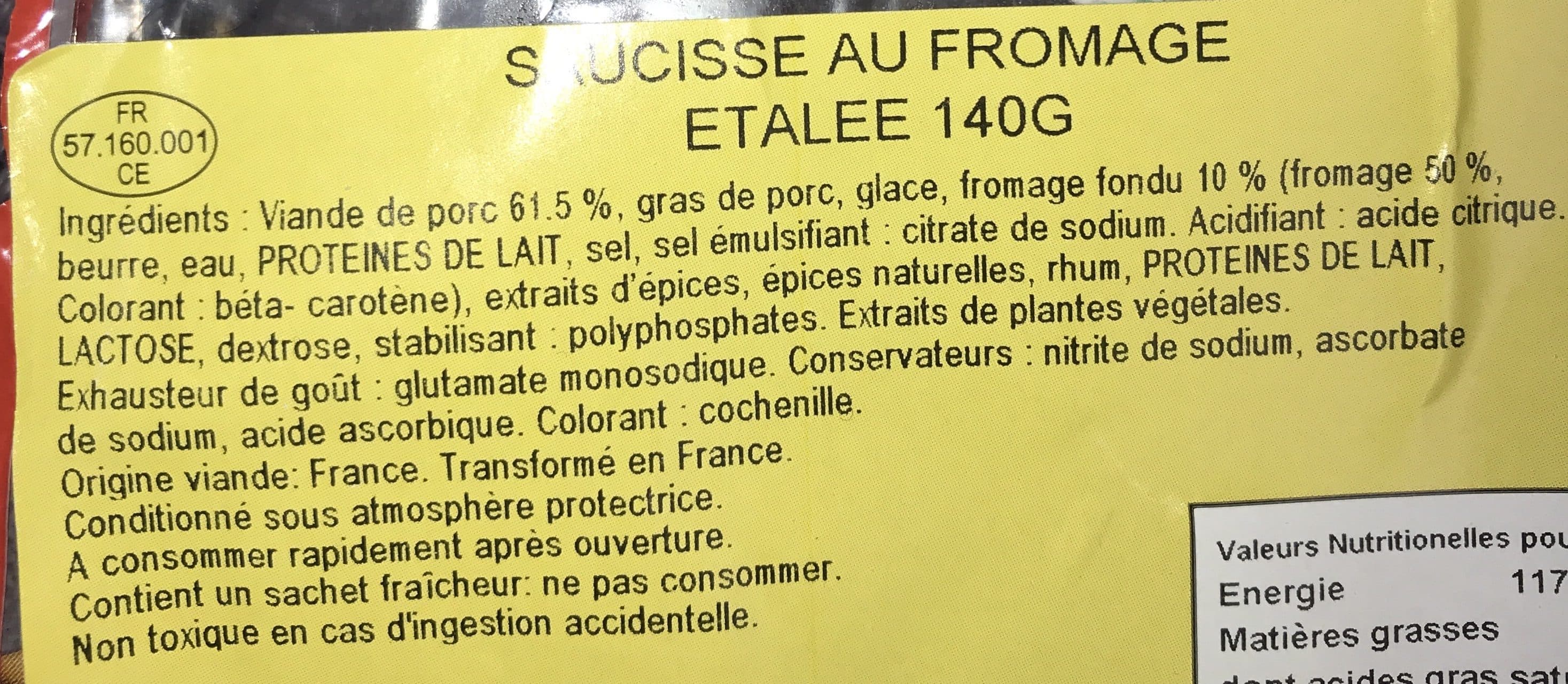 Charculor Saucisses au fromage étalée Charculor packshot