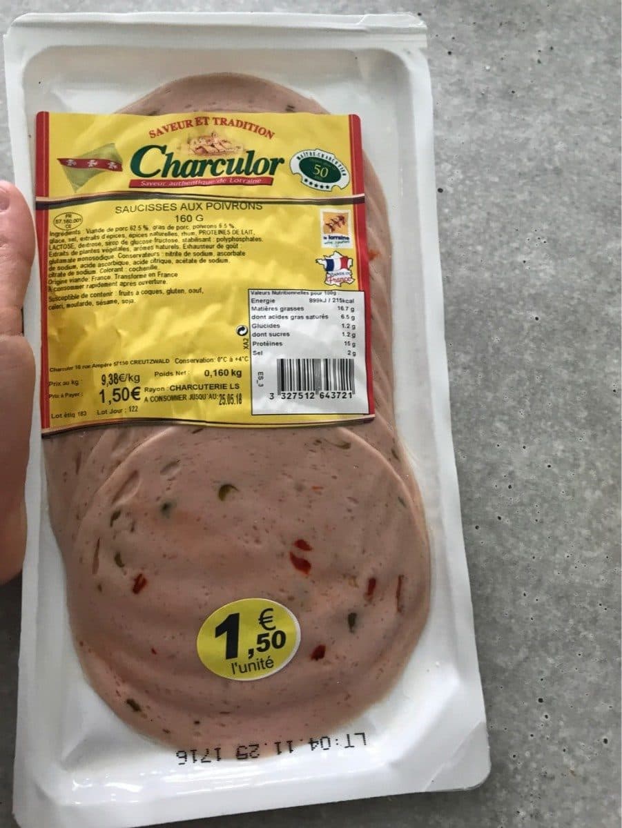 Charculor Saucisses aux poivrons packshot