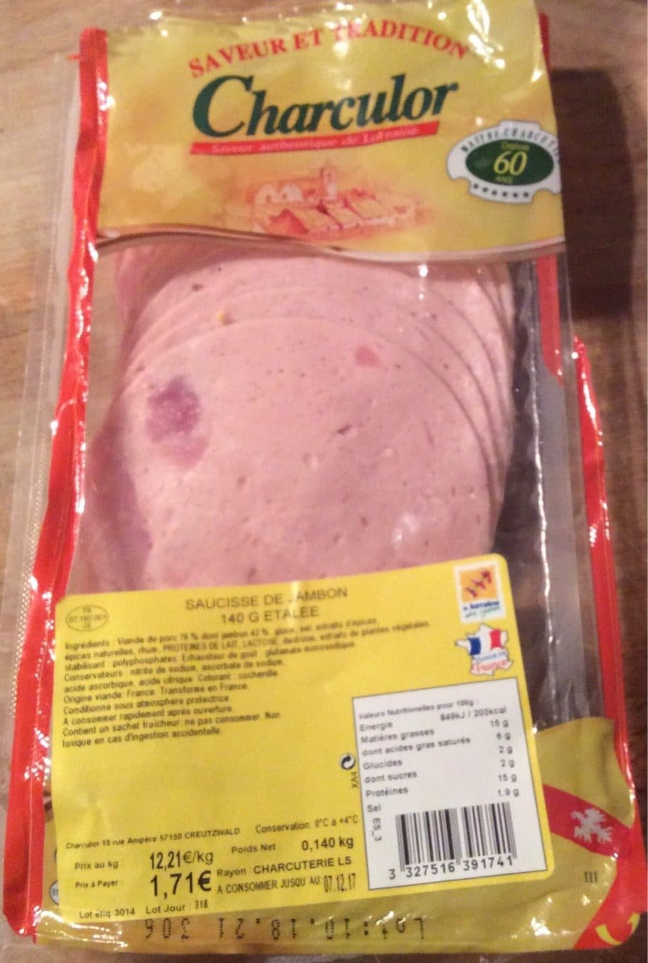 Charculor Saucisse de jambon étalée packshot