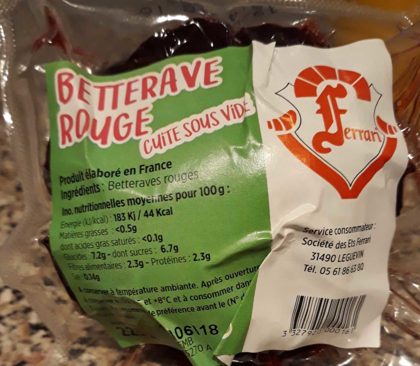 Ferrari Betterave rouge cuite sous vide packshot