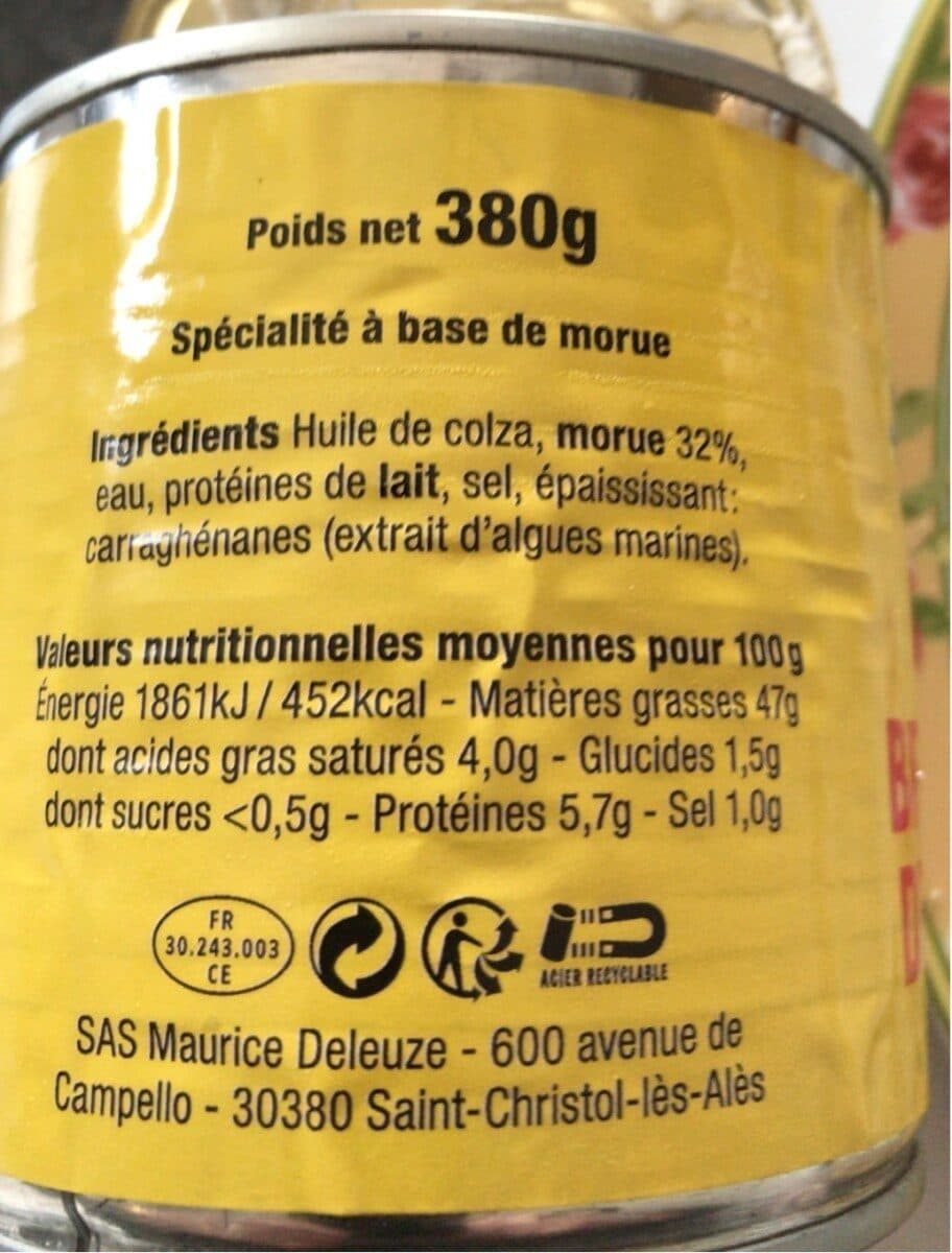 Deleuze Brandade de morue packshot
