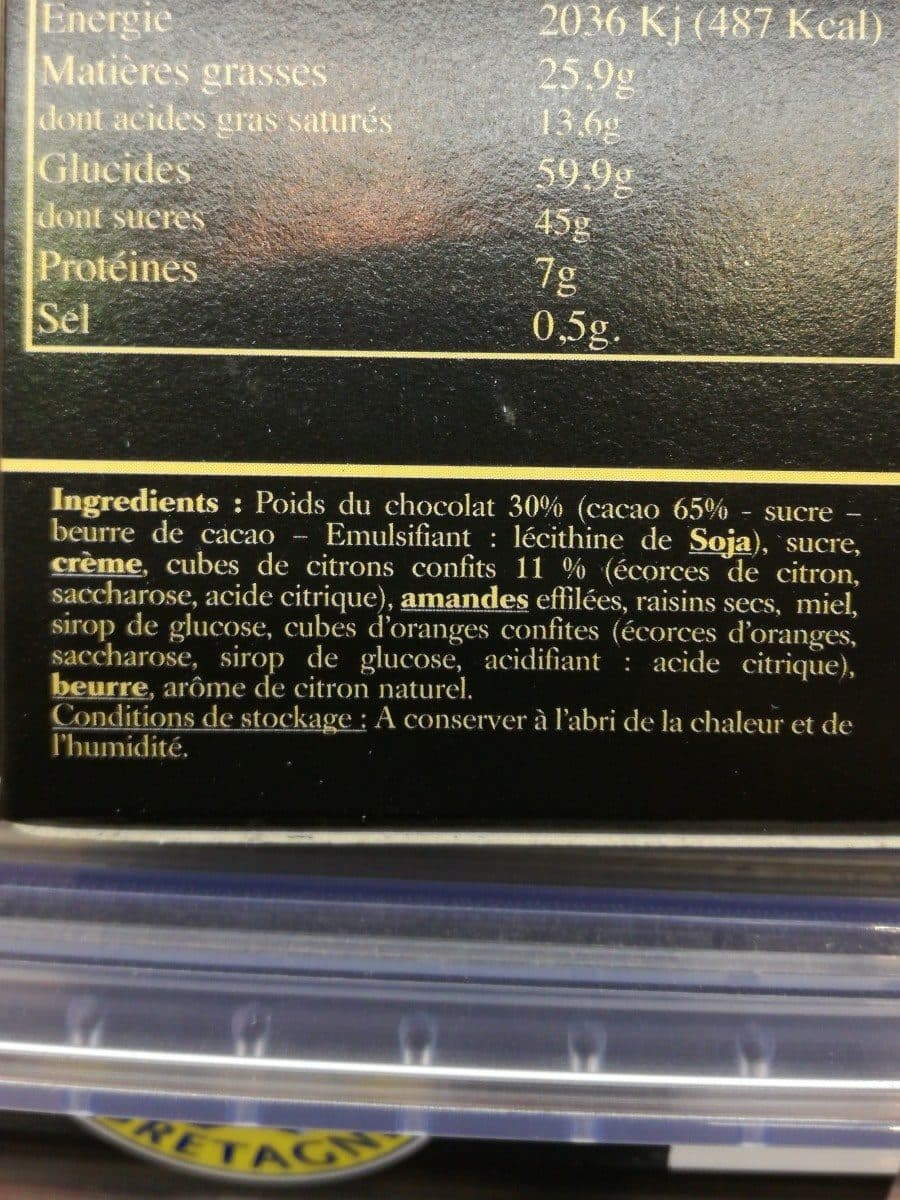 Open Food Facts Véritables Florentins Citron Vert / Chocolat Noir - Etui Carton packshot