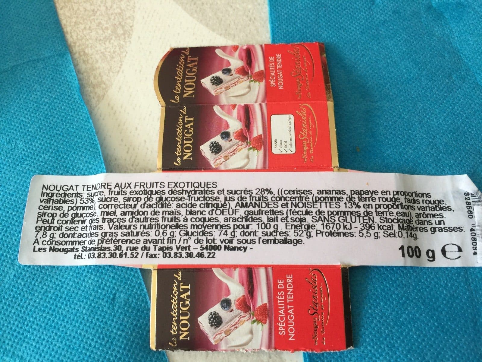 Open Food Facts Barre De Nougat Fruits Confits packshot