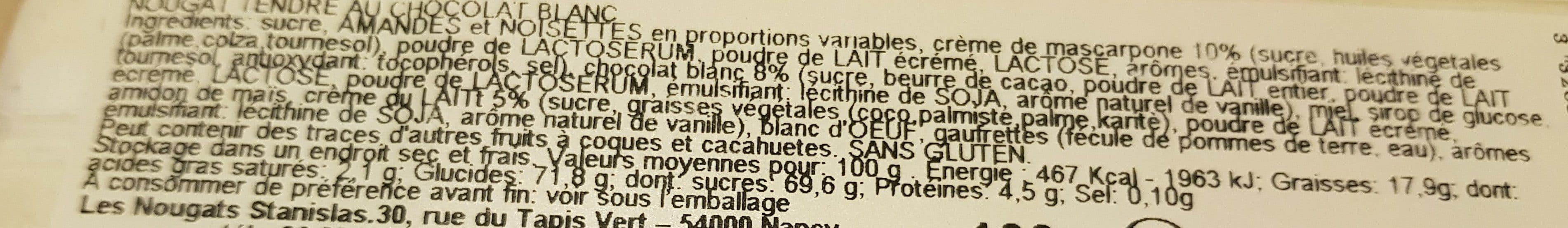 Open Food Facts Barre De Nougat Chocolat Blanc packshot