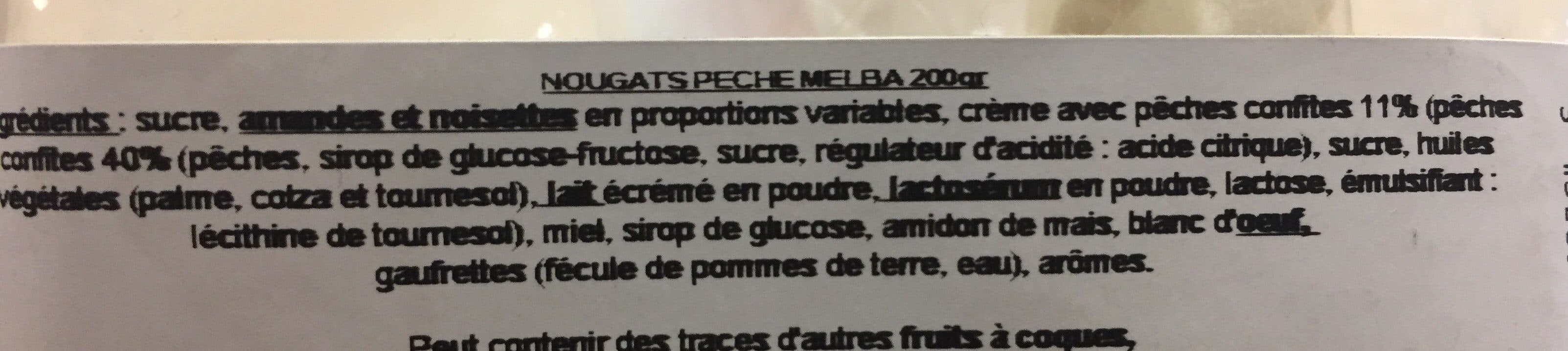 Open Food Facts Nougat tendres peche melba packshot