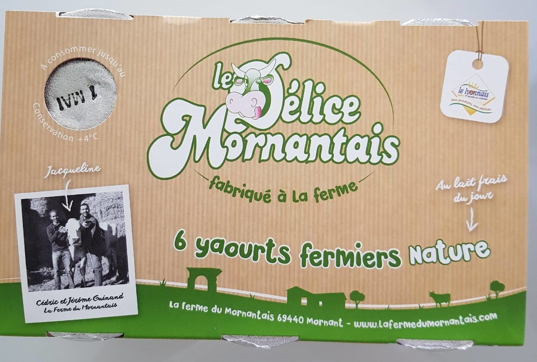 Le Délice Mornantais 6 Yaourts fermiers nature packshot
