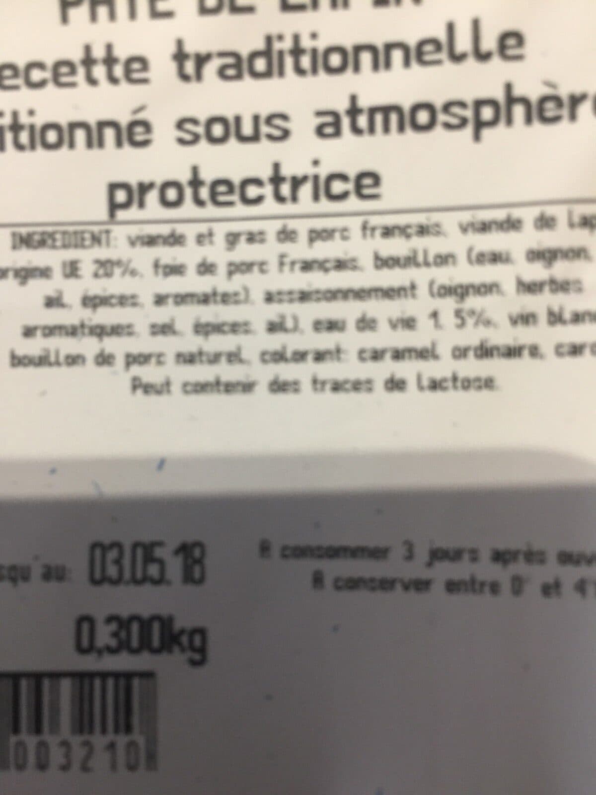 Open Food Facts Pate de lapin recette traditionnelle DANIEL BERNIER packshot