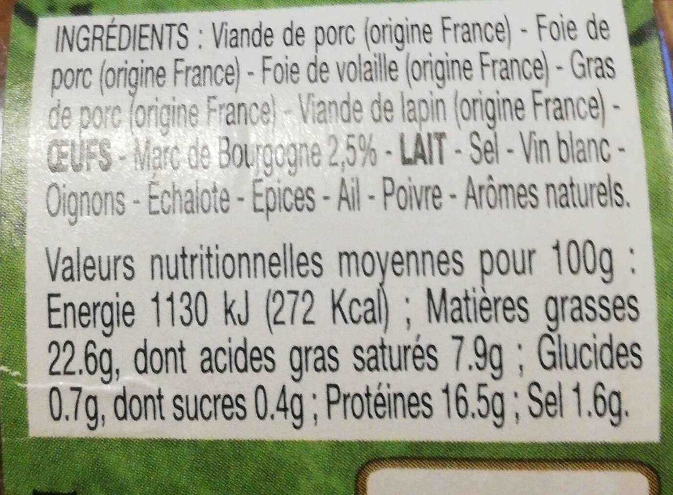 Terrines du Morvan Terrine Morvandelle au marc de Bourgogne packshot
