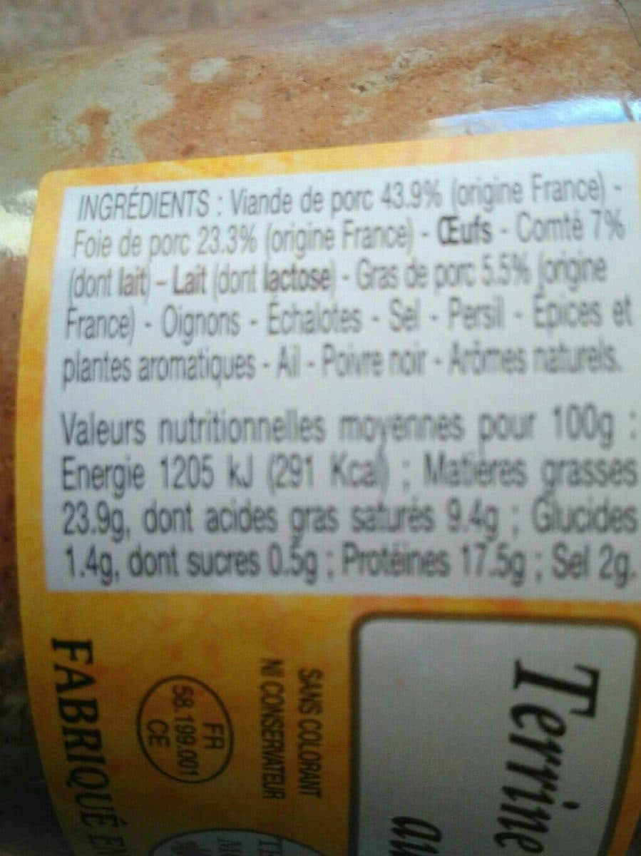 Terrines Du Morvan Terrine Campagnarde au Comté packshot