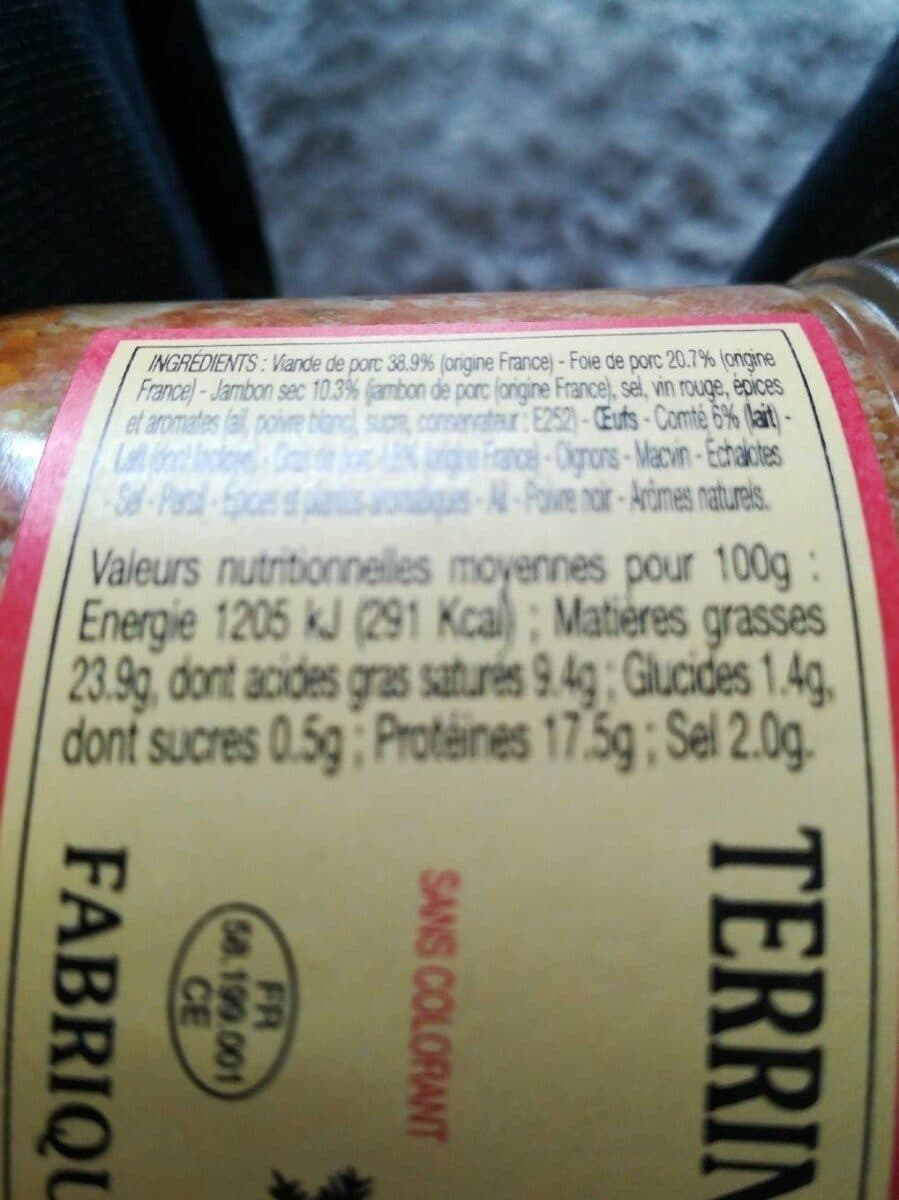 Terrines du Morvan Terrine campagnarde au comté packshot