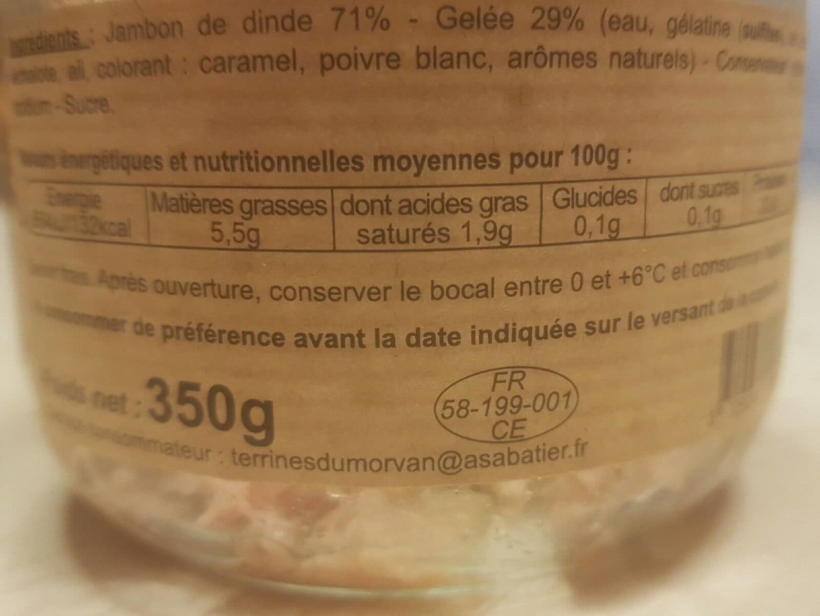 Terrines du Morvan Jambonnette de dinde en gelée packshot
