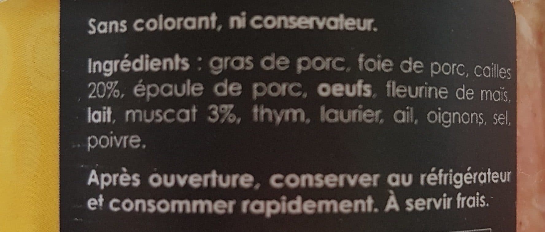 Open Food Facts Terrine caille au muscat du cap Corse packshot