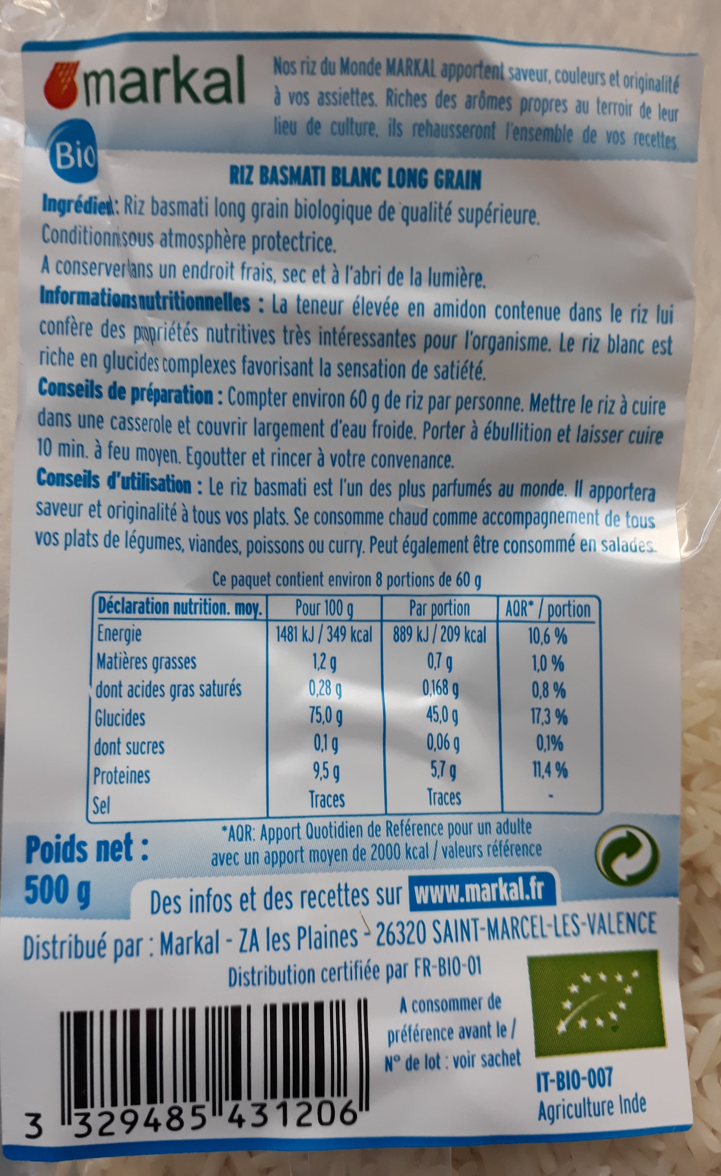 Markal Riz Basmati Blanc packshot