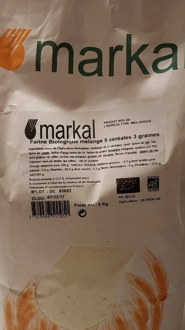 MARKAL Farine biologique mélange 5 céréales 3 graines packshot