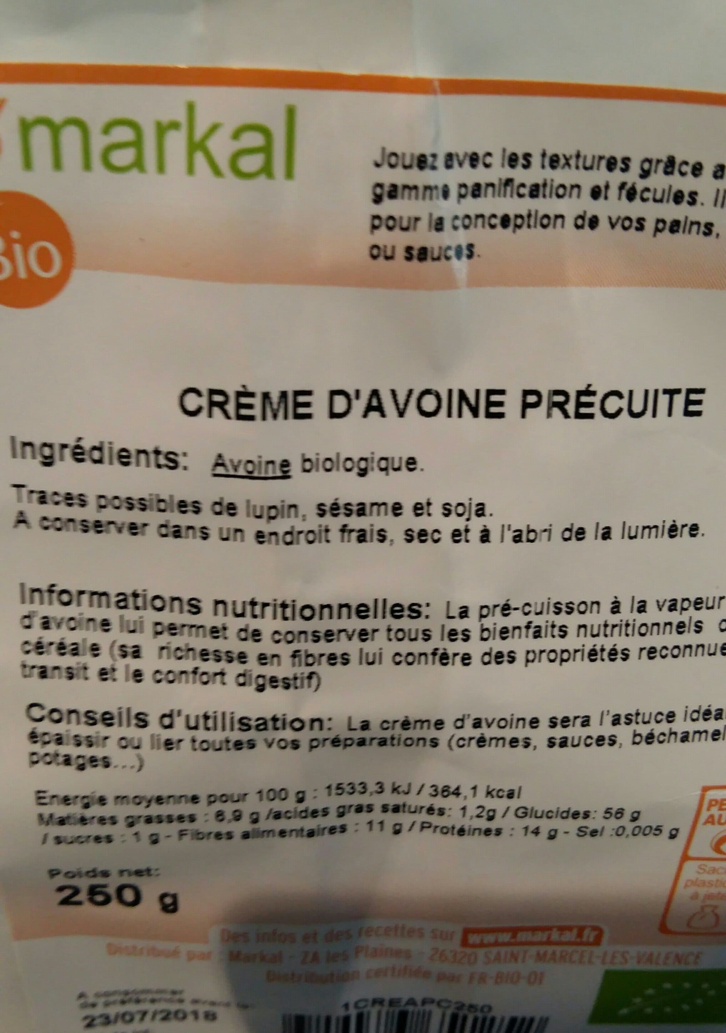 Markal Creme D'avoine Precuite packshot