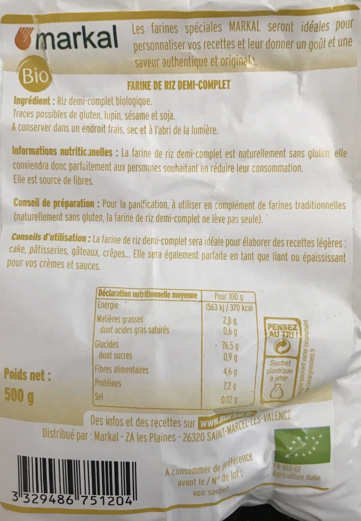 Markal Farine de riz demi complet packshot