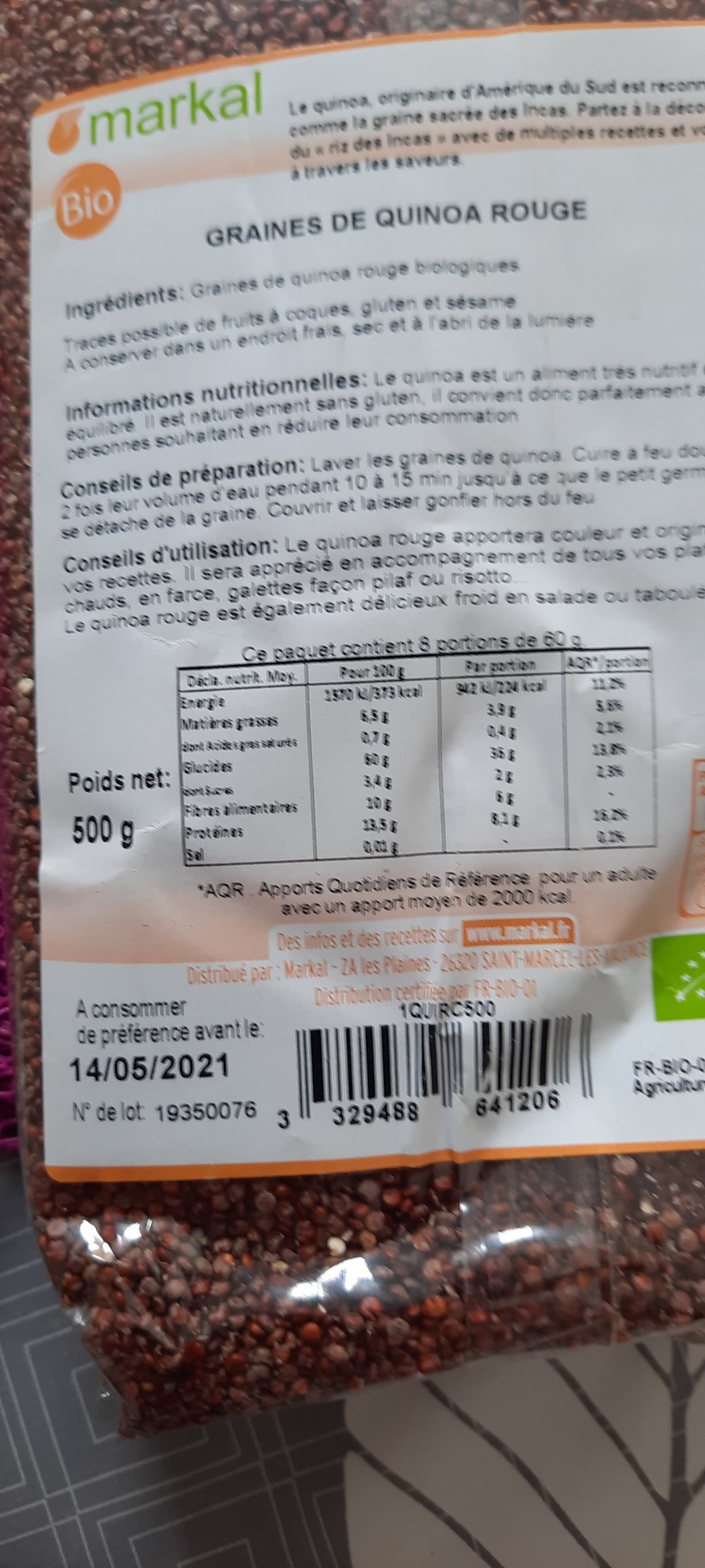 Markal 500G Quinoa Real Rouge packshot