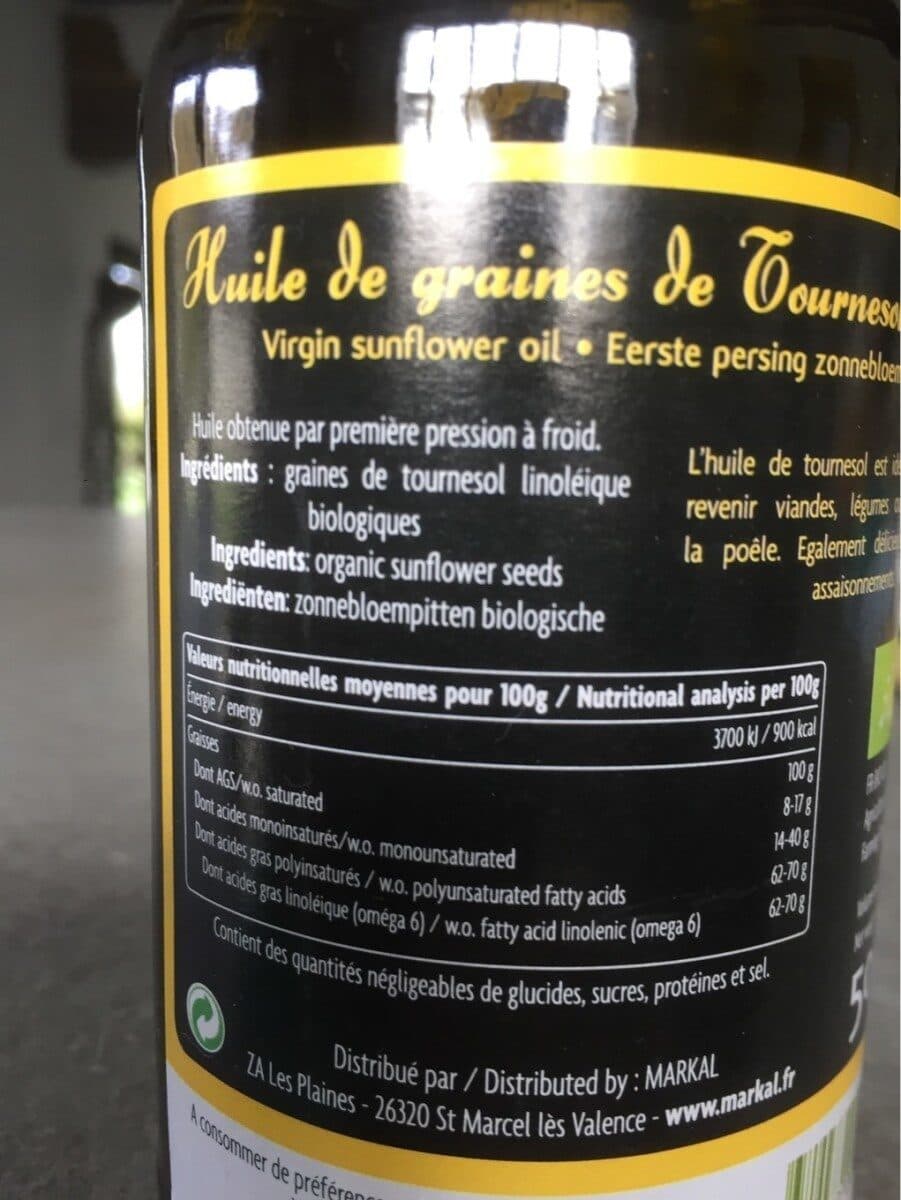 Open Food Facts Huile De Tournesol Bio, Vierge - 50CL - Grand Olio packshot