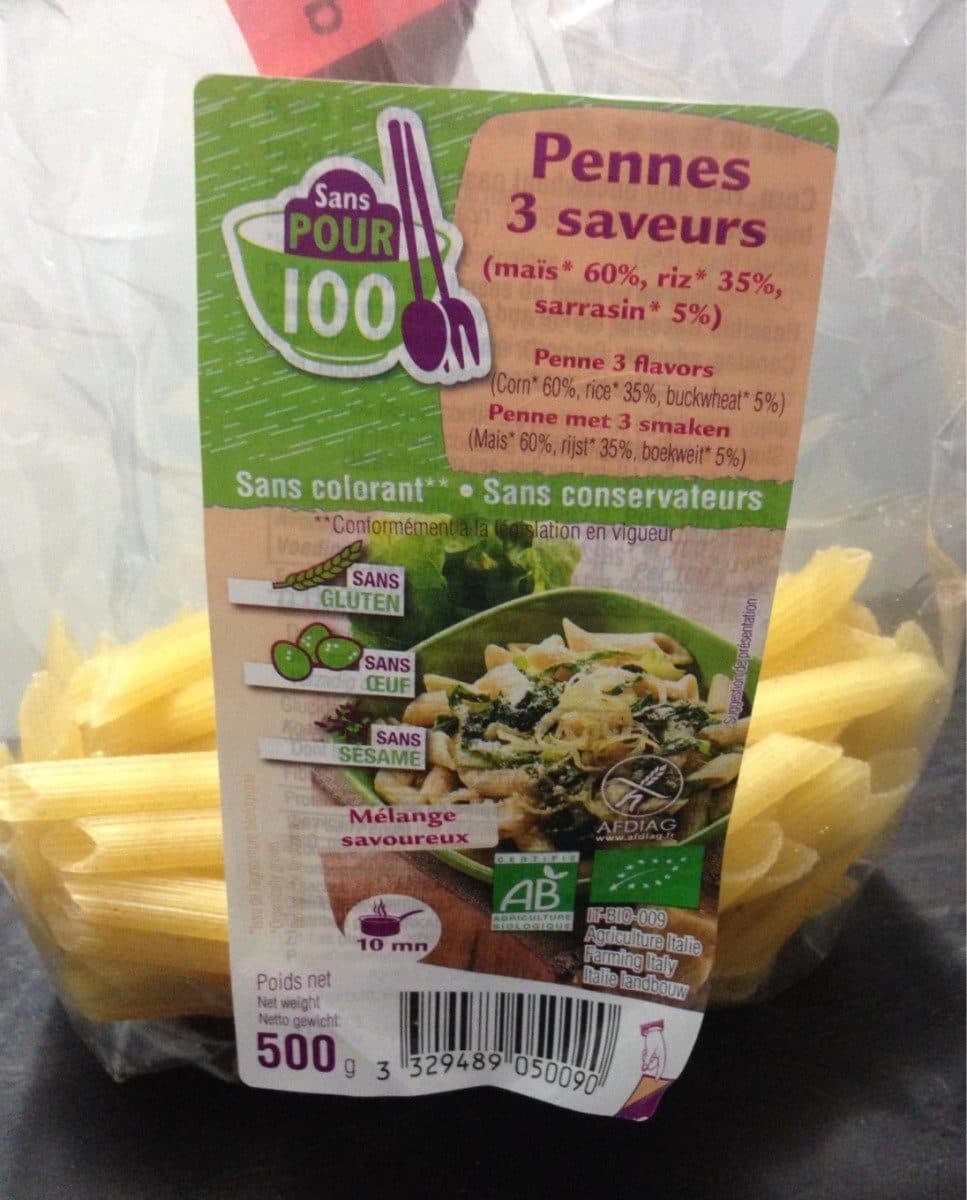 Open Food Facts Pennes 3 saveurs packshot