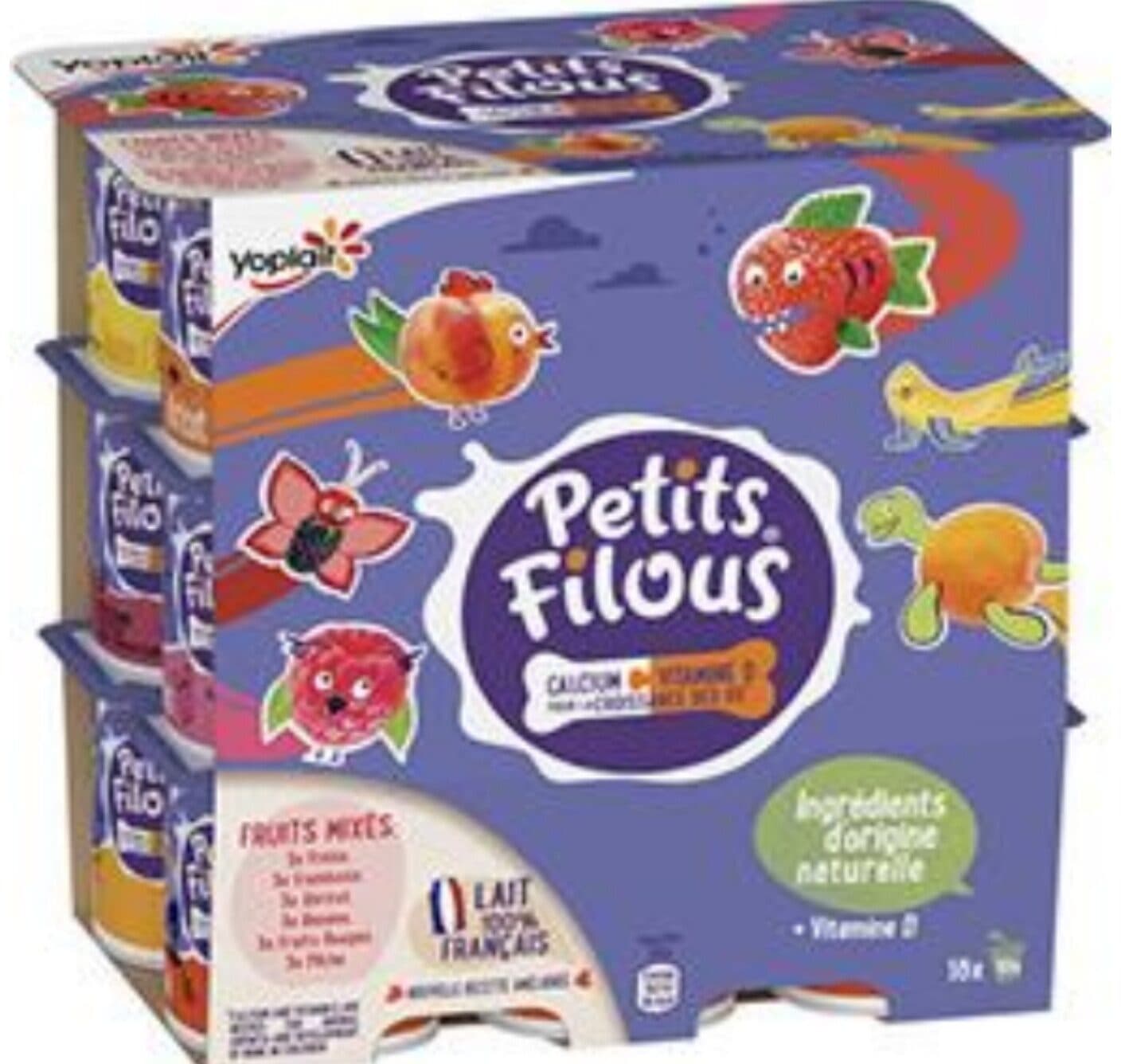 Petits filous pots Fromage frais sucré aromatisé enrichi en vitamine D packshot