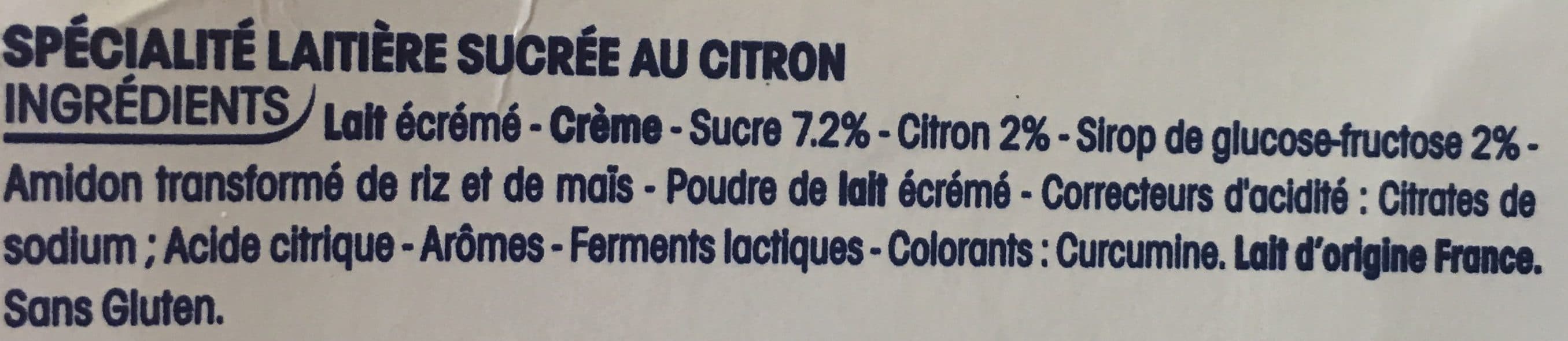Perle de lait non blanc Spécialité laitière sucrée au citron, aromatisée packshot