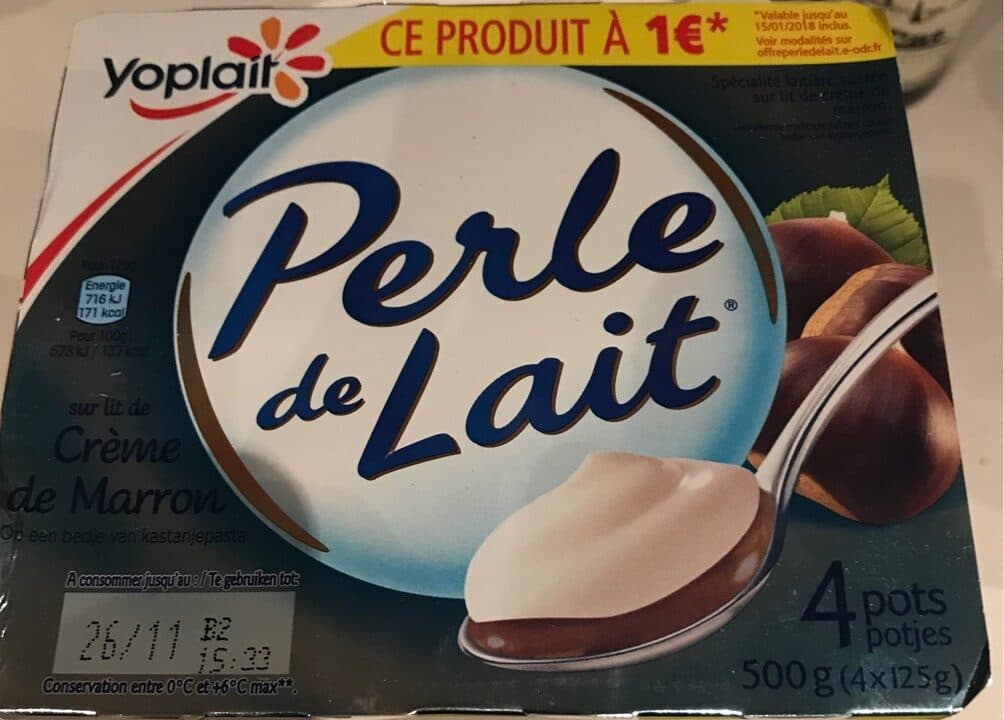 Yoplait Perle de lait sur lit creme de marron packshot