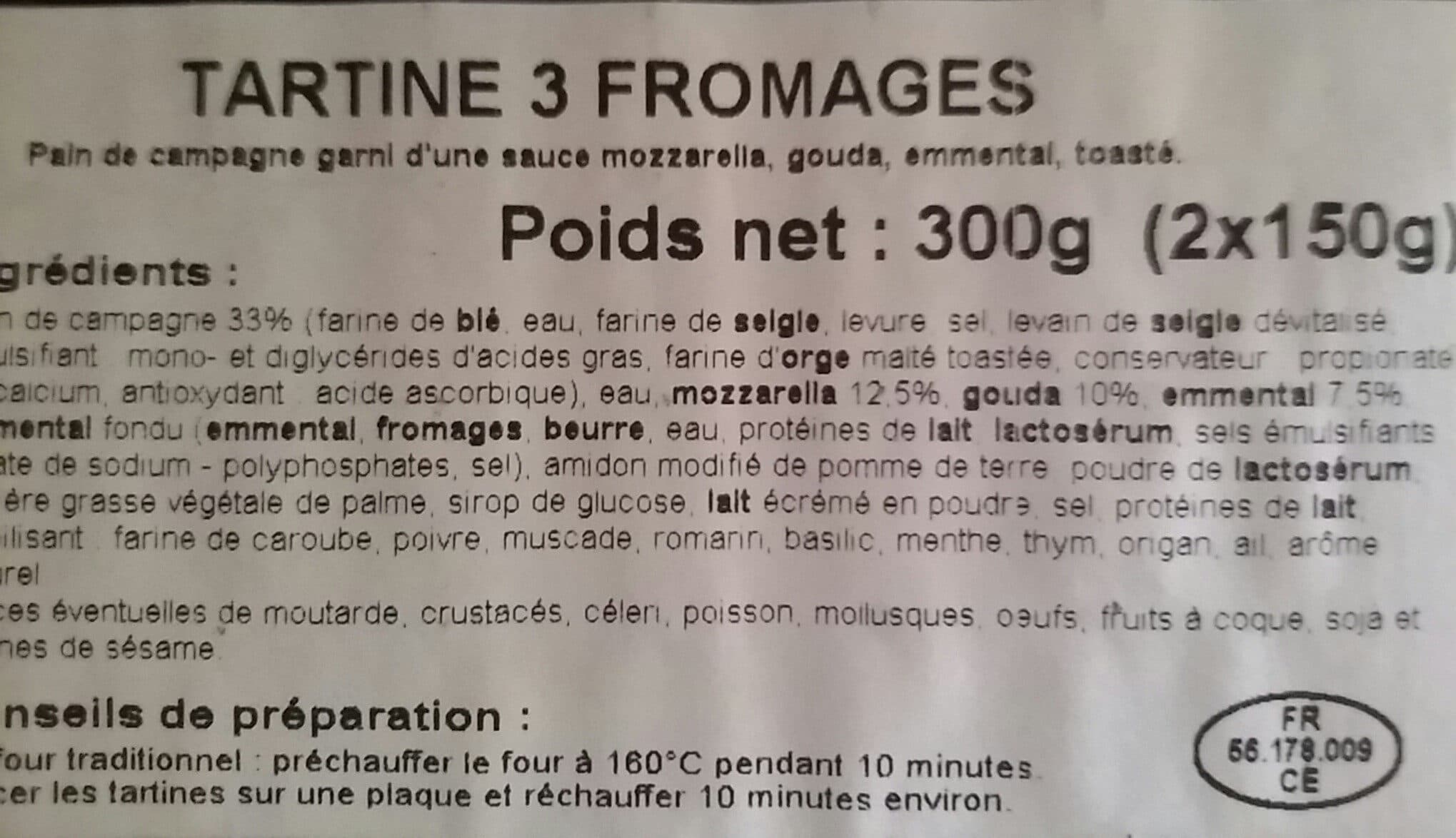 Open Food Facts Tartine 3 fromage packshot