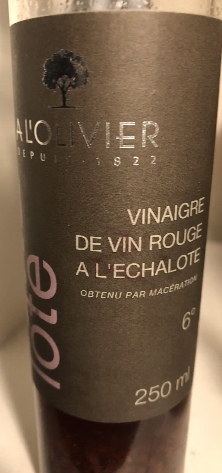 À l'Olivier Vinaigre de Vin Rouge à l’Échalote packshot