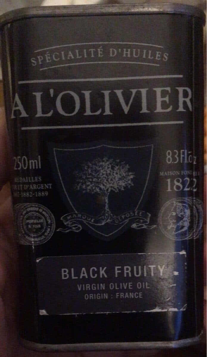 A L'OLIVIER Noir - Huile d'olive vierge de Provence packshot