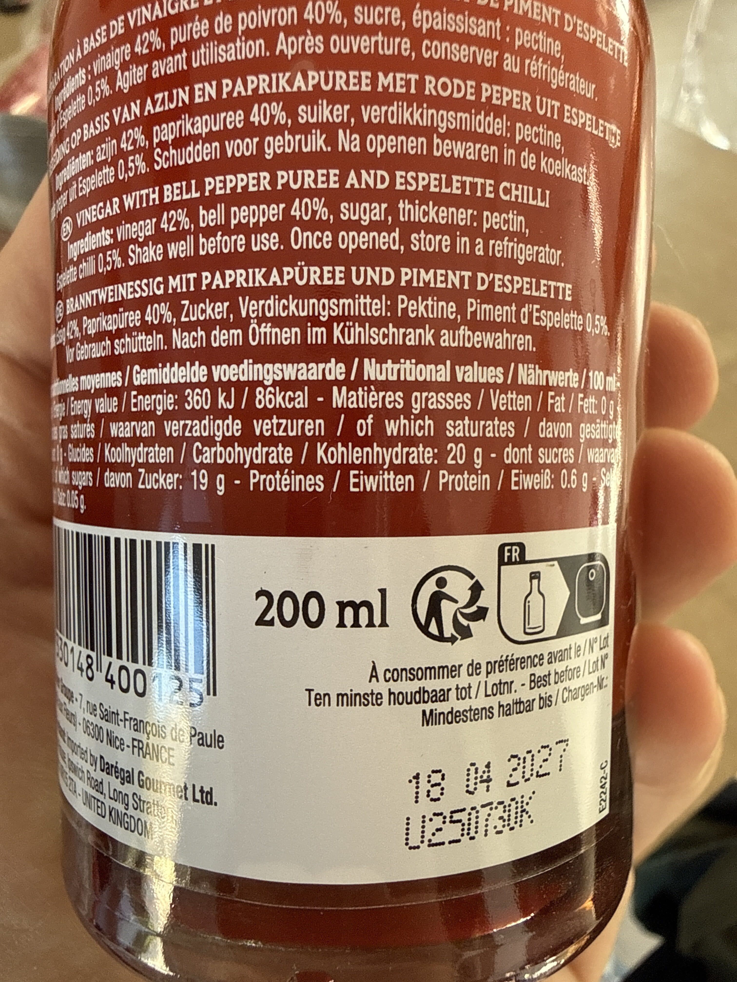 À L’Olivier Vinaigre & Poivron piment d’espelette packshot