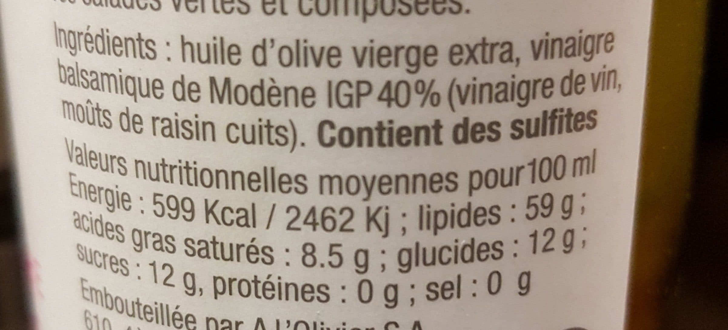 A L’olivier Vinaigrette Olive + vinaigre balsamique de Modène packshot