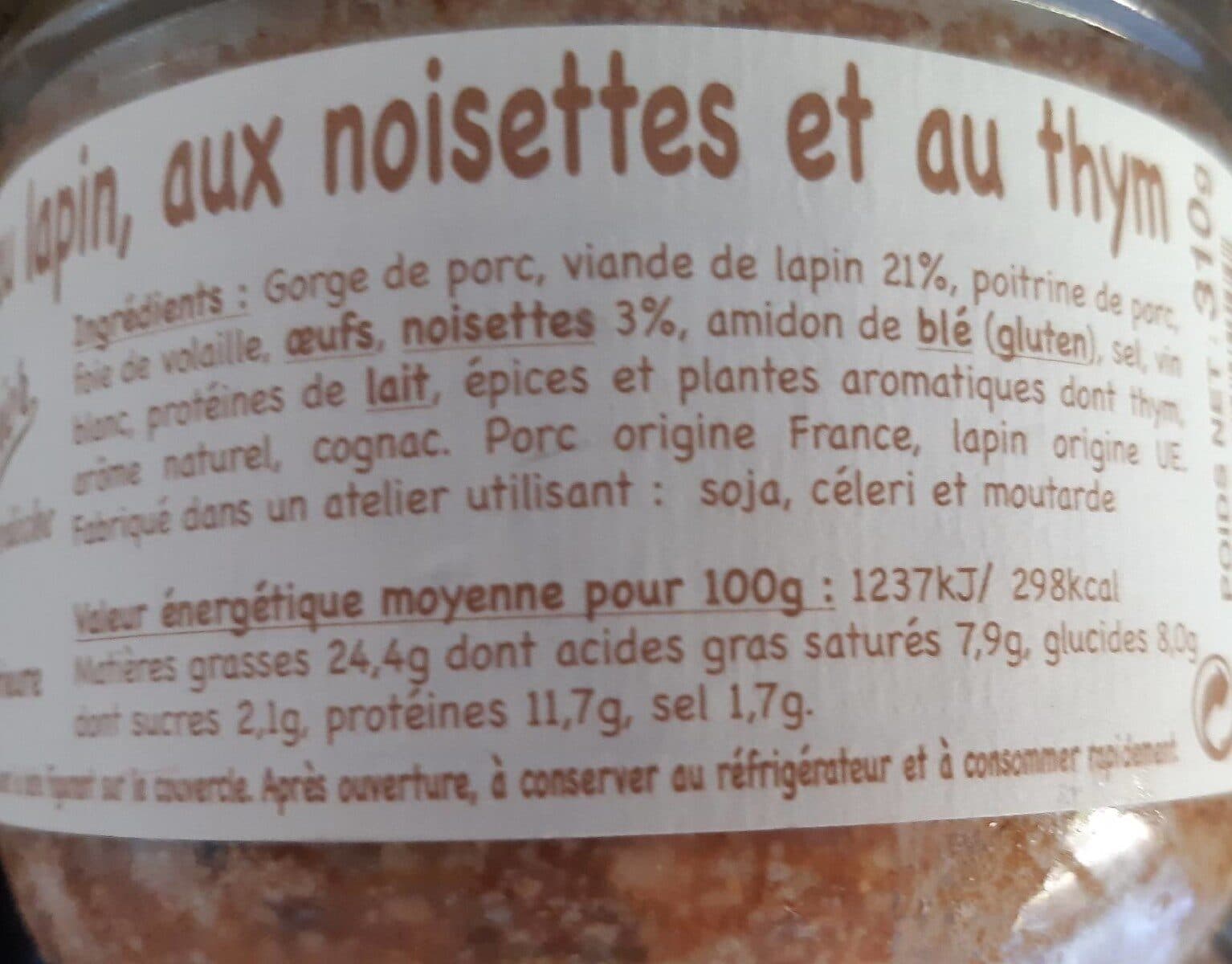 Teyssier Terrine de lapin aux noisettes et au thym packshot